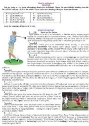 English Worksheet: sports in Britain