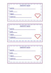 English worksheet: Identity cards