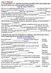 English Worksheet: Internet- How It Affects Us (keys)