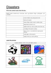 natural disasters, vocabulary + key