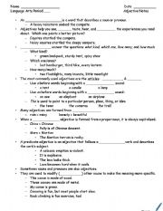 English worksheet: Adjective notes 