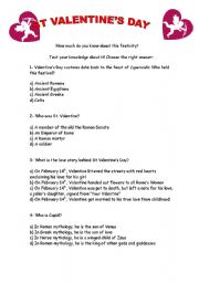 English Worksheet: ST Valentines Day-Quiz