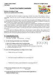 English Worksheet: 3rd year exam