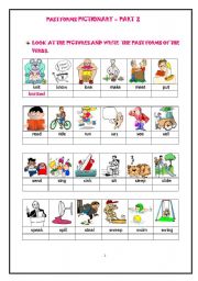 English Worksheet: PAST FORMS OF ACTION VERBS - PICTIONARY WORKSHEET- PART 2 of 3