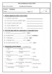 English Worksheet: Grammar test