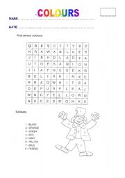 English Worksheet: THE CLOWN AND THE COLOURS