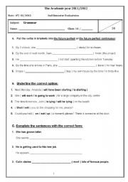 English worksheet: Grammar, vocabulary and writing test