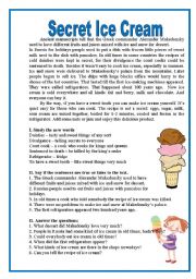 English Worksheet: secret ice cream