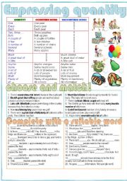 English Worksheet: Expressing Quantity