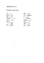 English Worksheet: Spelling ie or ei