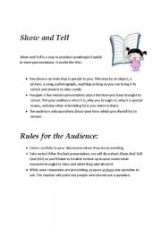 English Worksheet: Show and Tell