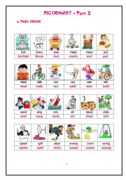 English Worksheet: PAST FORMS OF ACTION VERBS-PICTIONARY-HAND OUTS PART 2 of 3