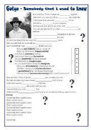 English Worksheet: Gotye - Somebody that I used to know