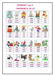 English Worksheet: VERB (1) - VERB  (2) - VERB (3) PICTIONARY - Page 2 of  3