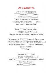 English worksheet: song