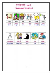 English Worksheet: VERB (1) - VERB  (2) - VERB (3) PICTIONARY - Page 3 of  3