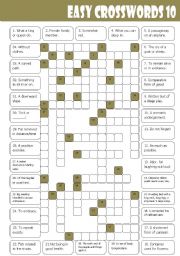 English Worksheet: Easy Crosswords 10