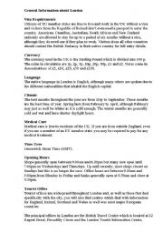 English Worksheet: London (3 days)