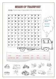 English Worksheet: means of transport