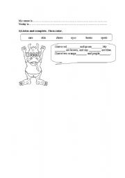 English worksheet: monster