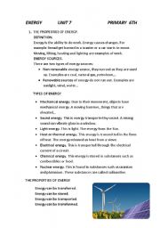 English Worksheet: energy