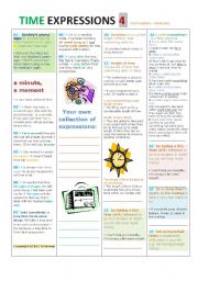 English Worksheet: Time EXPRESSIONS PART4