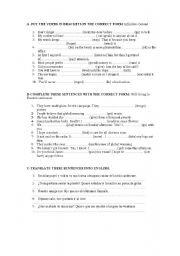 English Worksheet: Gerunds and infinitives exercises Bchto 
