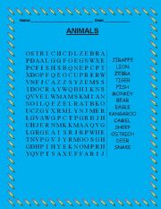 English worksheet: ANIMALS