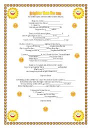 English Worksheet: Brighter than the sun