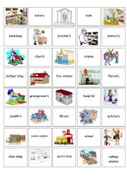 English Worksheet: Places in town - memory card