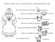 English Worksheet: There was an old lady who swallowed a fly
