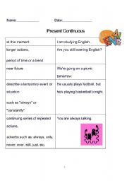 English Worksheet: English Present Continuous Tense
