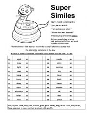 English Worksheet: Similee-comparisons.....eg.cool like a cucumber