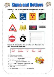 English Worksheet: Signs and notices