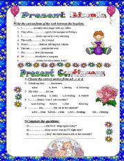 English Worksheet: Present Simpel Or Continuous