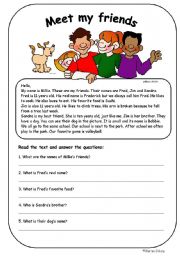 English Worksheet: elementary reading to practice possessive adjectives