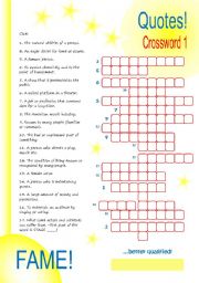 English Worksheet: Crossword Quotes 1