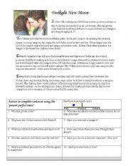 English Worksheet: New Moon in Present Perfect