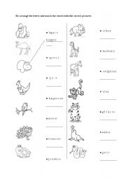 English Worksheet: zoo animals