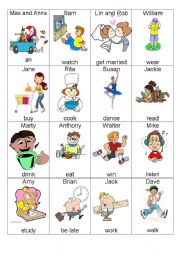 English Worksheet: Verb game cards