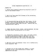 English Worksheet: Great Gatsby comprehension questions