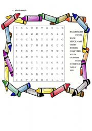 Classroom objects word search