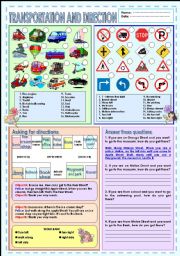 English Worksheet: Transportation & Direction