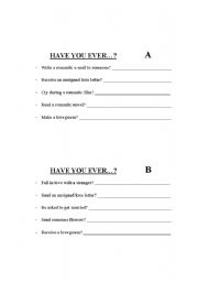 English Worksheet: Have you ever...?