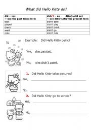English Worksheet: Hello Kitty did/didnt
