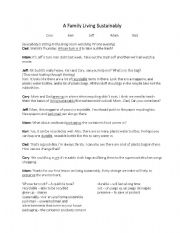 English Worksheet: A Family Living Sustainably dialogue