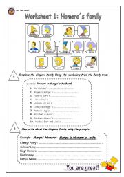 English Worksheet: HOMEROS FMAILY