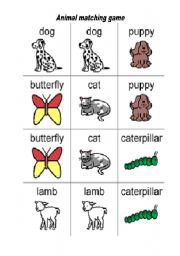 English Worksheet: animal matching