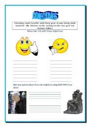 English worksheet: Adjectives:interesting or stupid?positive or negative?