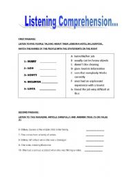 English Worksheet: Listening Comprehension